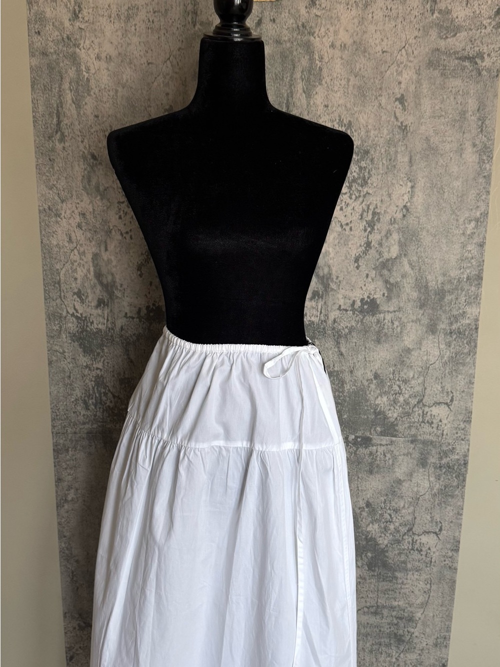 Paper Label NWT White Cotton Tiered Midi Skirt XL | Resort Summer